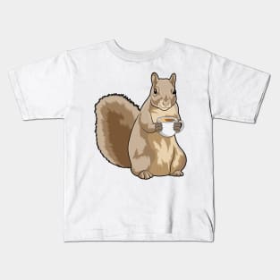 Squirrel with Cup of Coffee Kids T-Shirt